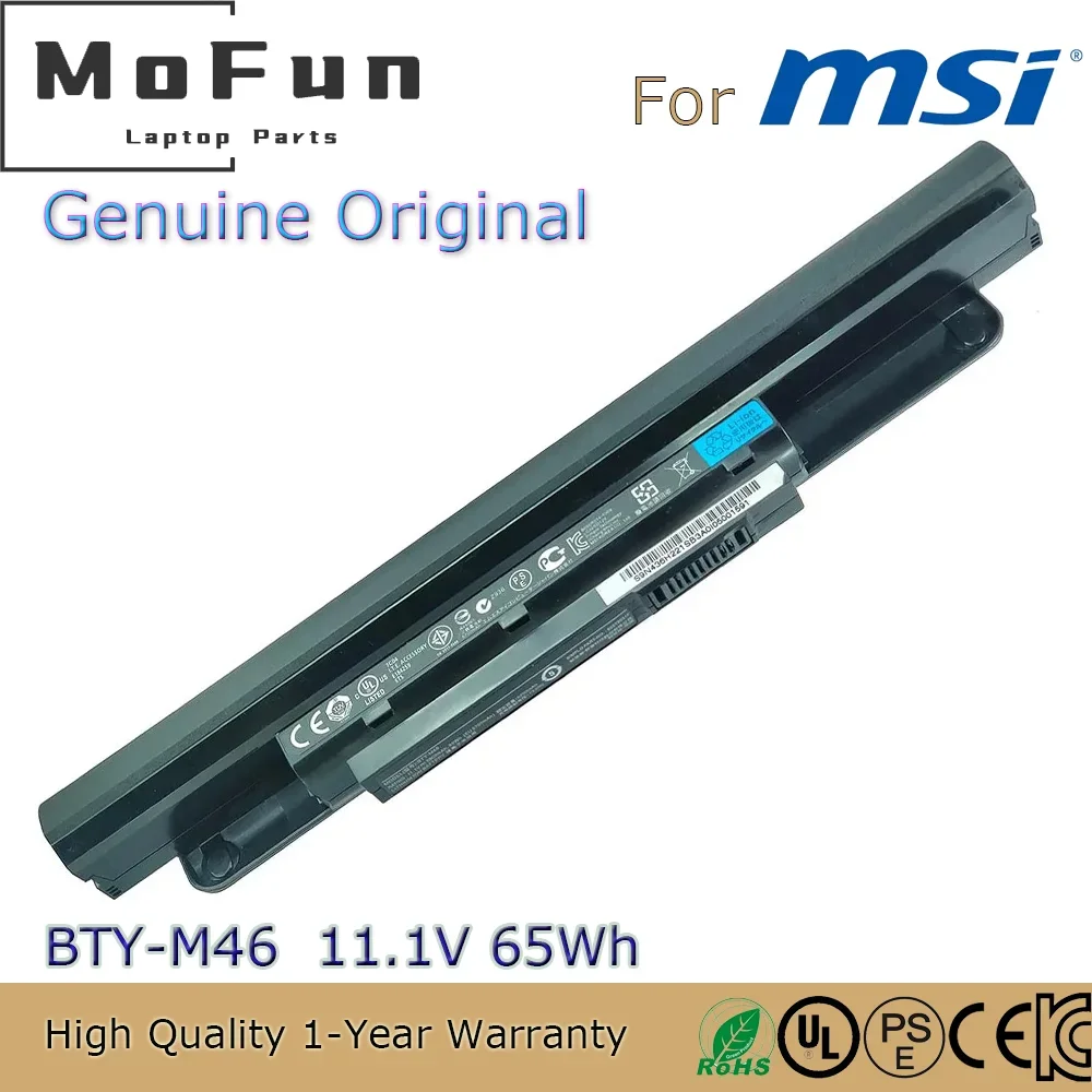 

Brand New Original BTY-M46 11.1V 65Wh Laptop Battery for MSI X-slim X460 X460DX-006US X460DX-52414G64SX 925T2015F etc.