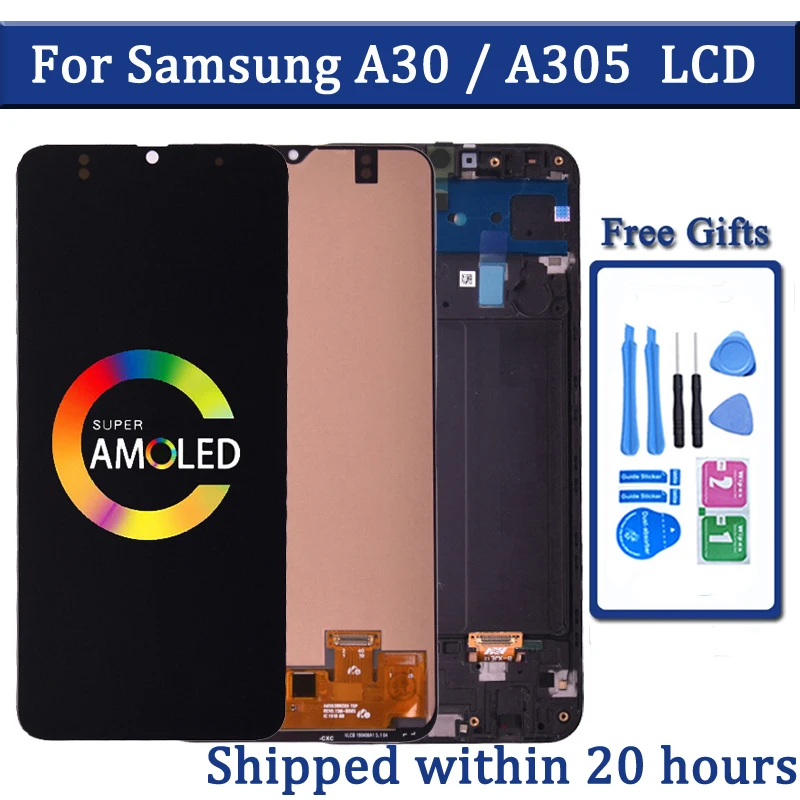 Super Amoled For Samsung A30 LCD Display with Touch Screen Digitizer Assembly A305/DS A305FN A305G A305GN A305YN LCD