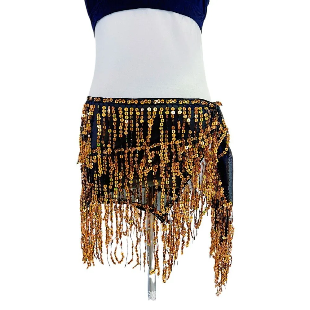 Customized Belly Dance Tassel Waist Chain Bohemian Hip Scarf Skirt New Glitter Belt Performance Waist Scarf in Stock