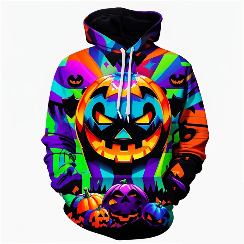 

Halloween Fashion Pumpkin Pattern Hoodie For Men Funny 3D Printed Long Sleeves Casual Sweatshirt Oversized Pullover Tops Hooded