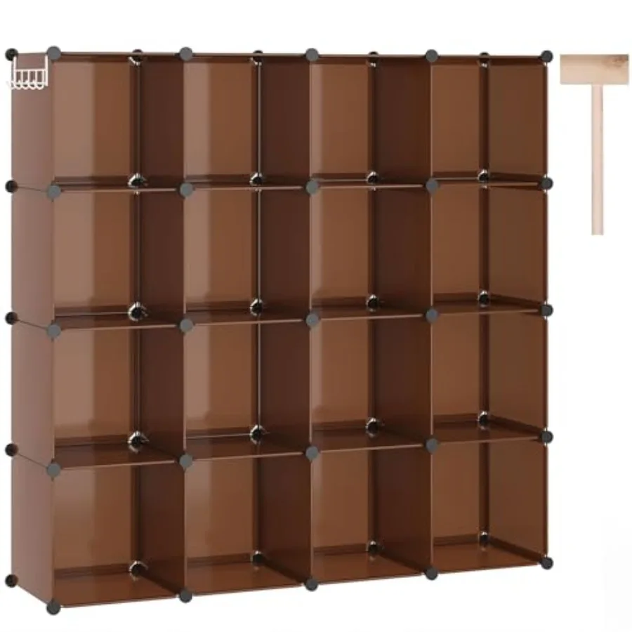

16-Cube Storage Organizer, Plastic Shelves Units, DIY Closet Organizer, Modular Shelves Ideal for Home, Bedroom, 48.4" L 12.4"