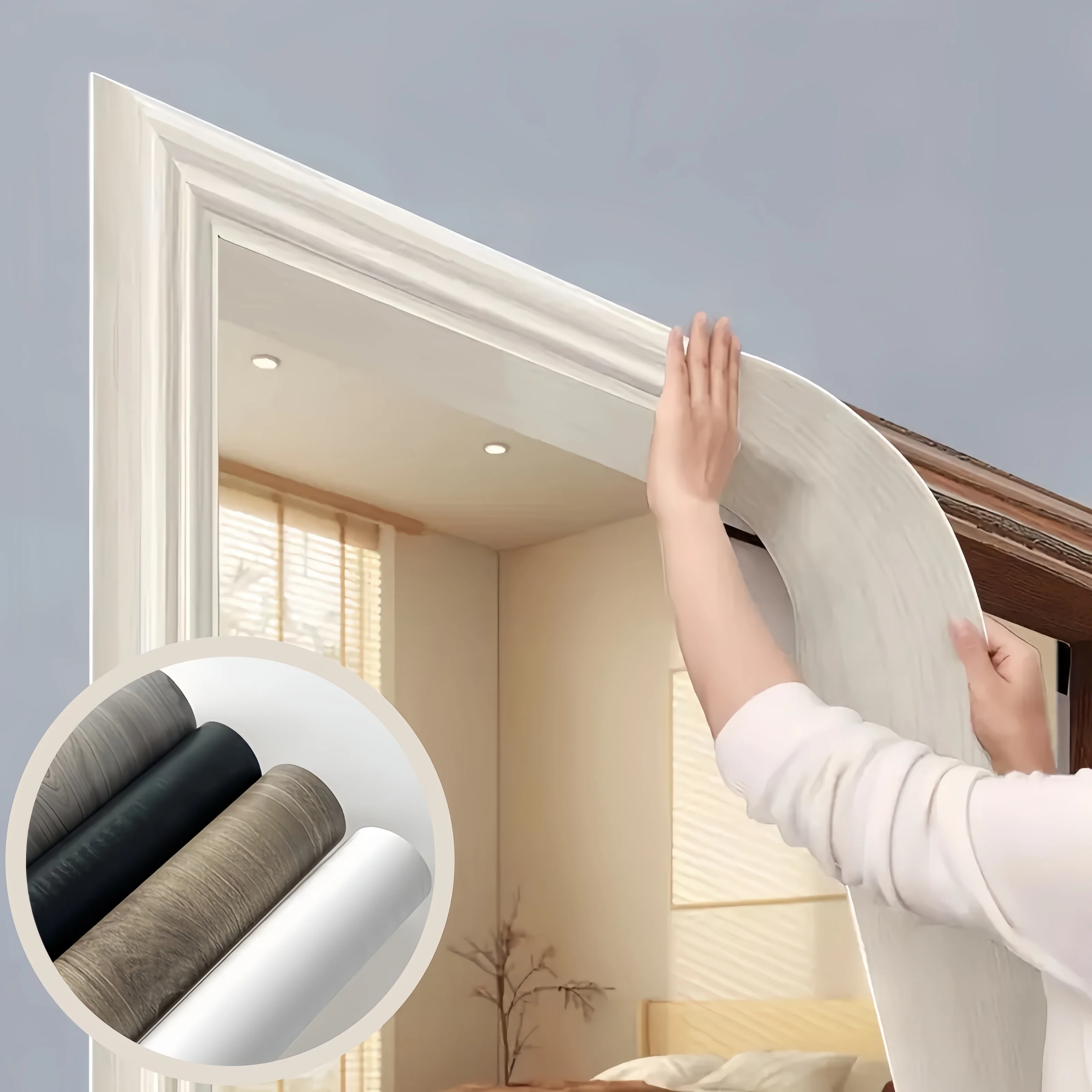 1Pc 5m/196.85in Wood Grain Self-adhesive Door Frame Edge Banding And  Repair Tape, Used To Conceal Damaged And Refurbished