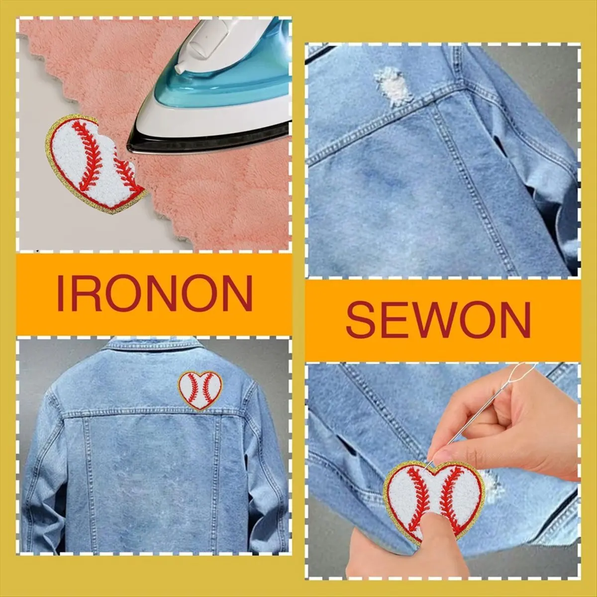 

*ABAB 12 шт., бейсбольная нашивка в форме сердца с золотыми краями, бейсбольная железная нашивка, бейсбольная аппликация для декоративной одежды «сделай сам»