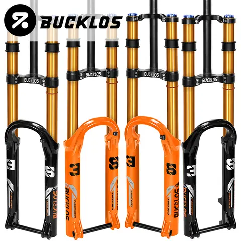 BUCKLOS 15*110mm Boost Bike Suspension Fork Travel 180mm Dual Crown MTB Air Fork 27.5inch 29inch Bicycle Air Suspension Fork