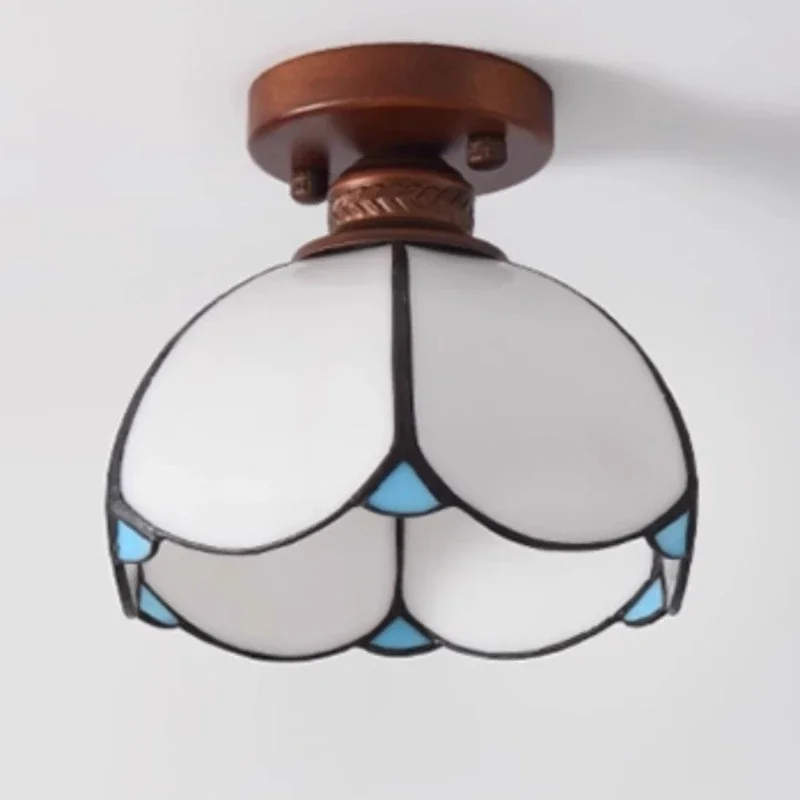 

Nordic LED Glass Ceiling Light Vintage Chandelier Lamp New Chinese Entryway Hallway Aisle Balcony Bedroom Luxury Luminaire