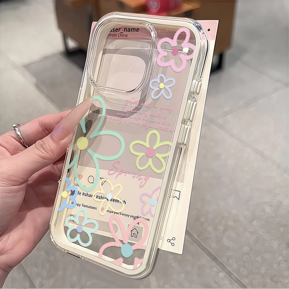 Frühlingshaftes, farbenfrohes Blumenmuster, durchsichtige Handyhülle für Galaxy A57 A37 A55 A54 A36 A35 5G S25 S24 S23 S22 Plus S26 Ultra FE 5G Cover – Detail 5
