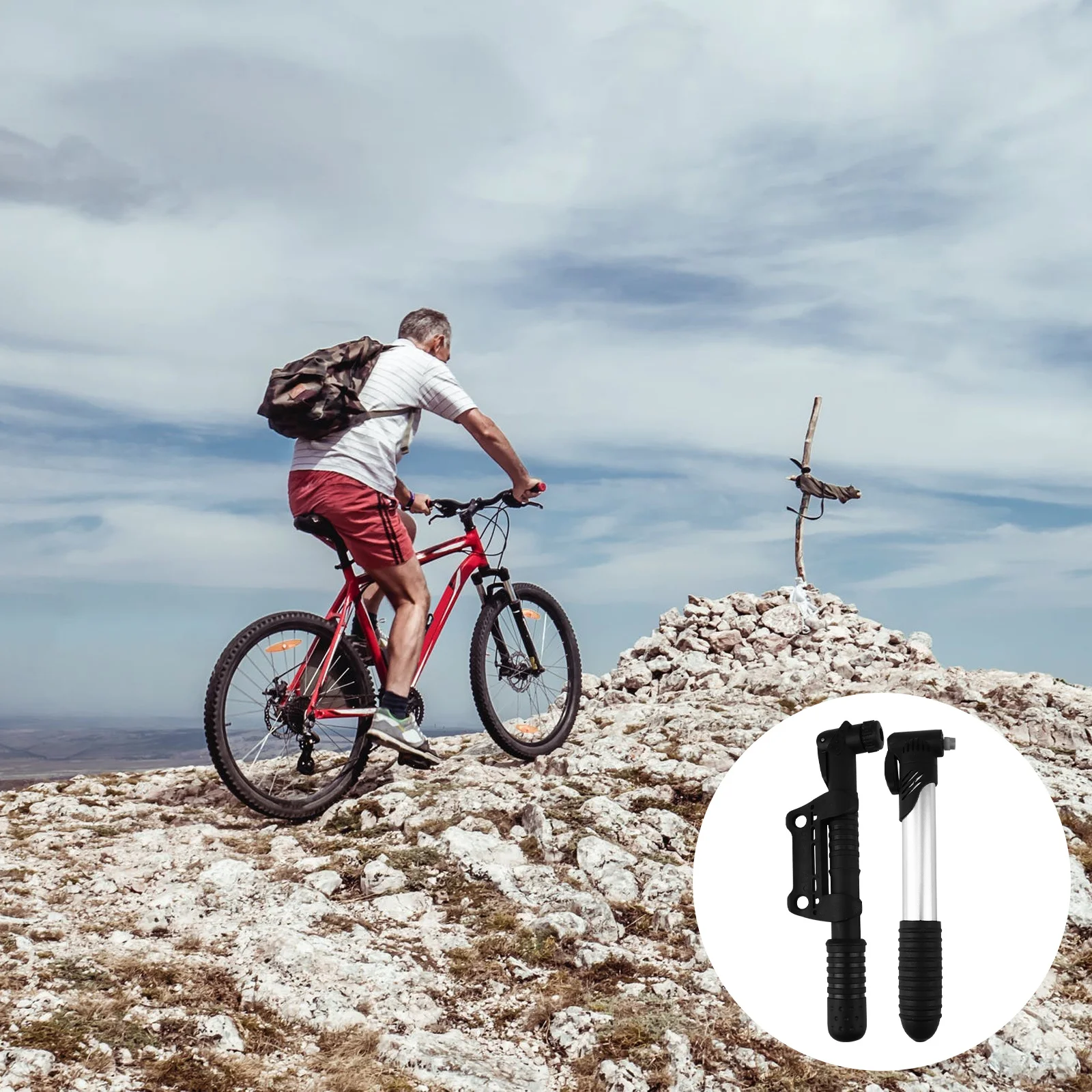 

2pcs Portable Bike Pump Mini Air Pump For Tires Inflatable Balls High Pressure Lightweight Cycling Accessories Universal Tire