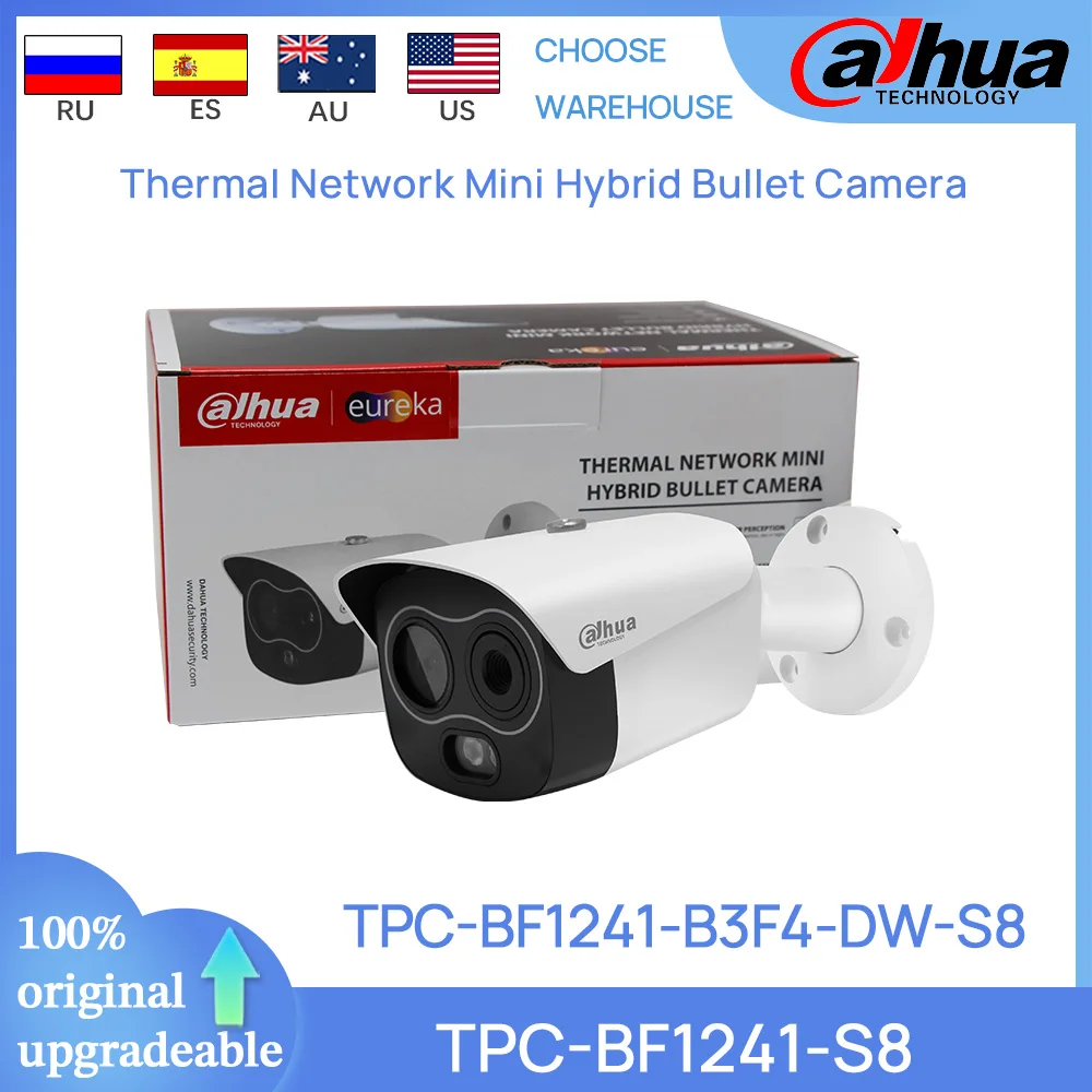 Original Dahua TPC-BF1241-S8 TPC-BF1241-B3F4-DW-S8 Thermal Camera 256*192 3.5mm 4MP 4mm Network Mini Hybrid Bullet PoE IP Camera