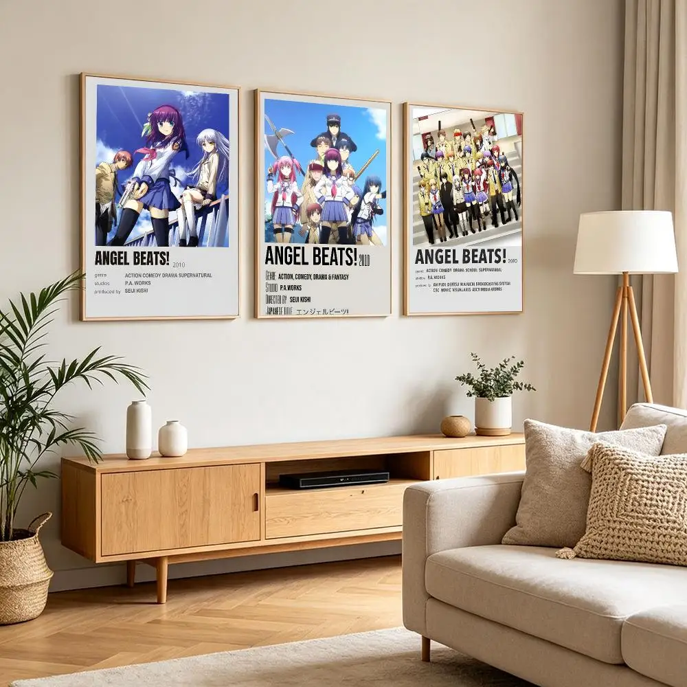 A-Angel Beats Animation Poster Print Art Pictures Home For Living Room And Bedroom Wall Decor Frameless Painting