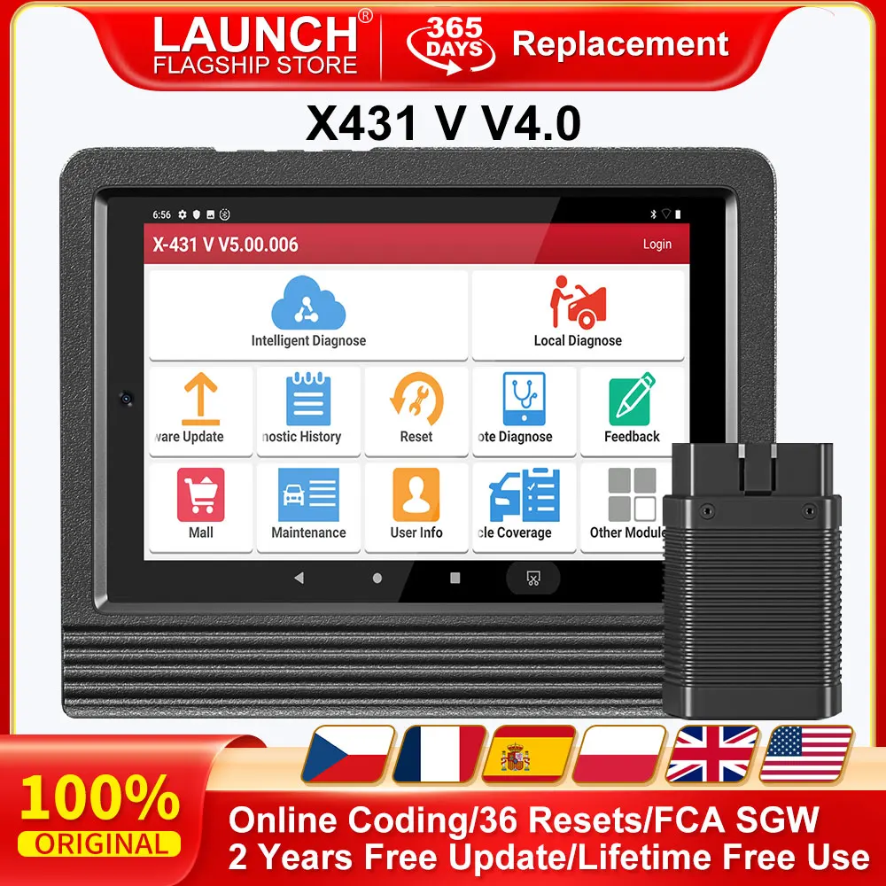 

LAUNCH X431 V 4.0 Diagnostic Tools OBD2 Scanner Auto Car Tool Full System Programming ECU Coding Active Test 2 Years Free Update