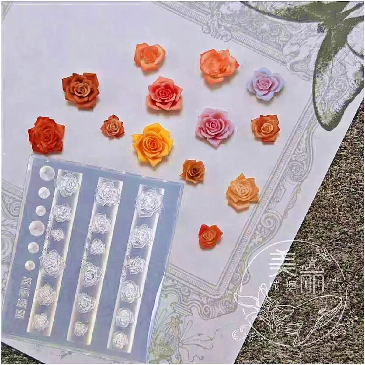 1pc Magnolia Fflower Snake Rose Flower 3D Acrylic Nail Mold Nail Art Decorations Silicone Stamping Plates  Nail Accessories