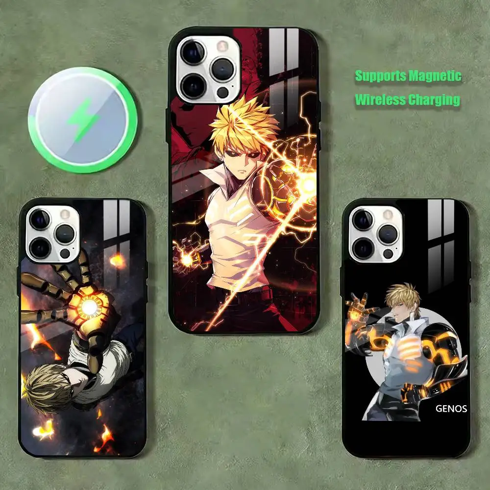 Punch Man Genos  Phone Case For iPhone17,16,15,14,13,12,11 Plus,Pro Supports Magnetic Wireless Charging