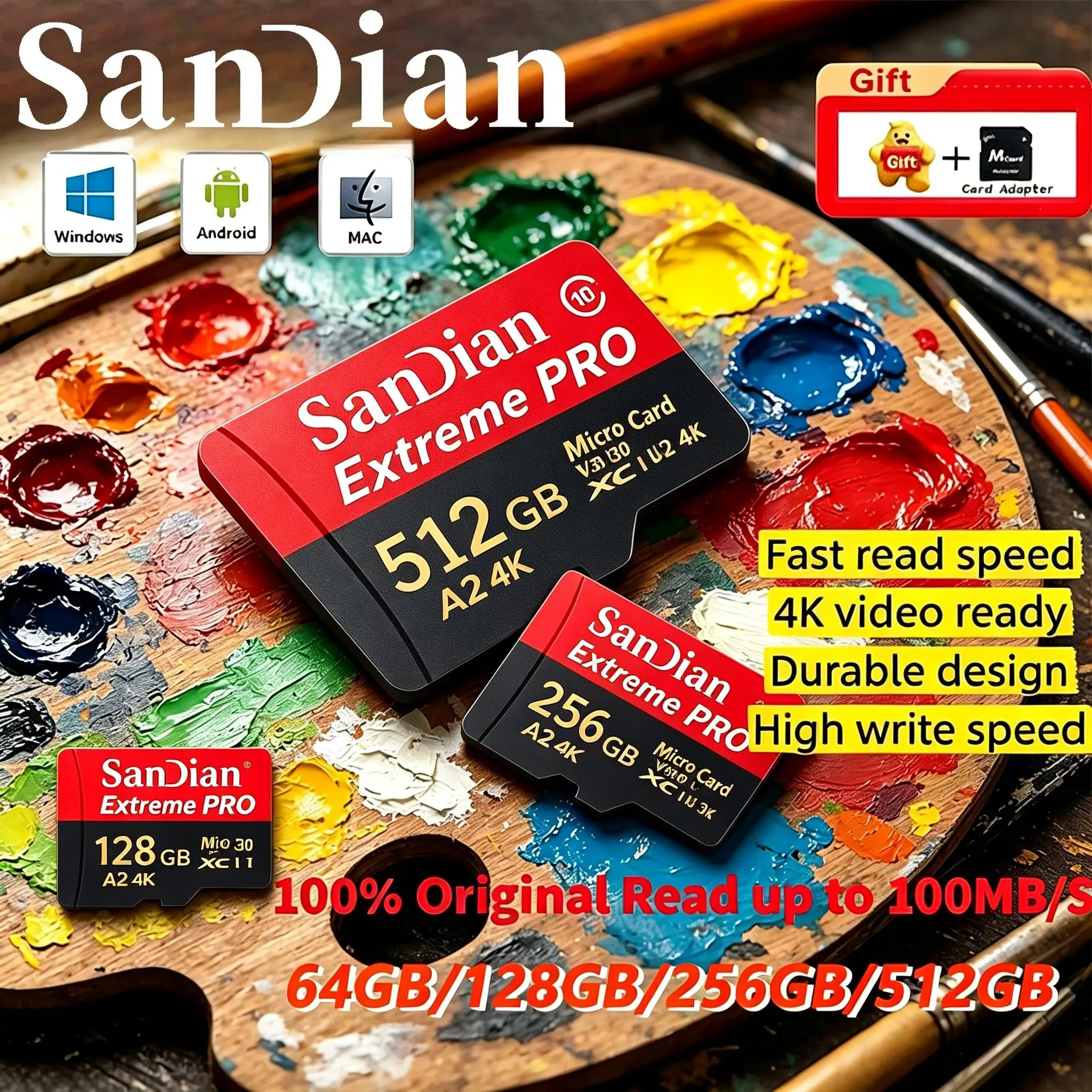 Mini SD Cards 64GB 256GB 32GB 128GB TF Cards Memory Card Micro TF SD Card for Driving Recorder/Router/Digital Frame/PC Mac