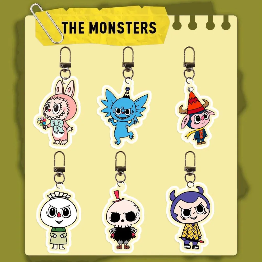 Cute Labubu Mokoko Pippo Monster Keychain DIY Car Key Doll Decoration Kawai Bag Pendant Anime Accessories Men's and Women's Gift