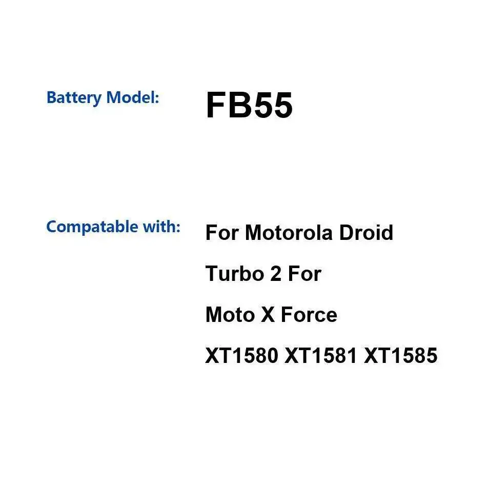 

Высокоэффективный аккумулятор 3760 мАч для Motorola Moto X Force XT1580 XT1581 XT1585 Droid Turbo 2, легкий аккумулятор для мобильного телефона FB55