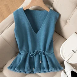 Woman Jacket Vest Women's Knitted Vest Autumn and Winter Pullover Sweater Vest Sleeveless Coat Chaleco Mujer