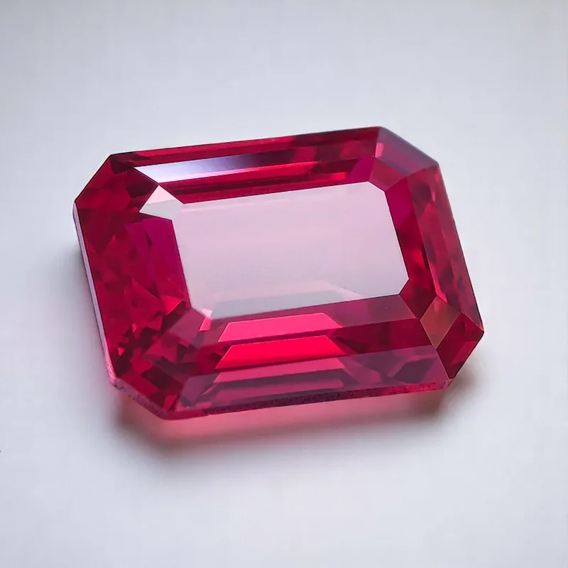 Lab Grown Ruby Emerald Cut Pigeon Blood Red VVS1 Gemstone Charms DIY Top Jewelry Making Materials Selectable  Certificate
