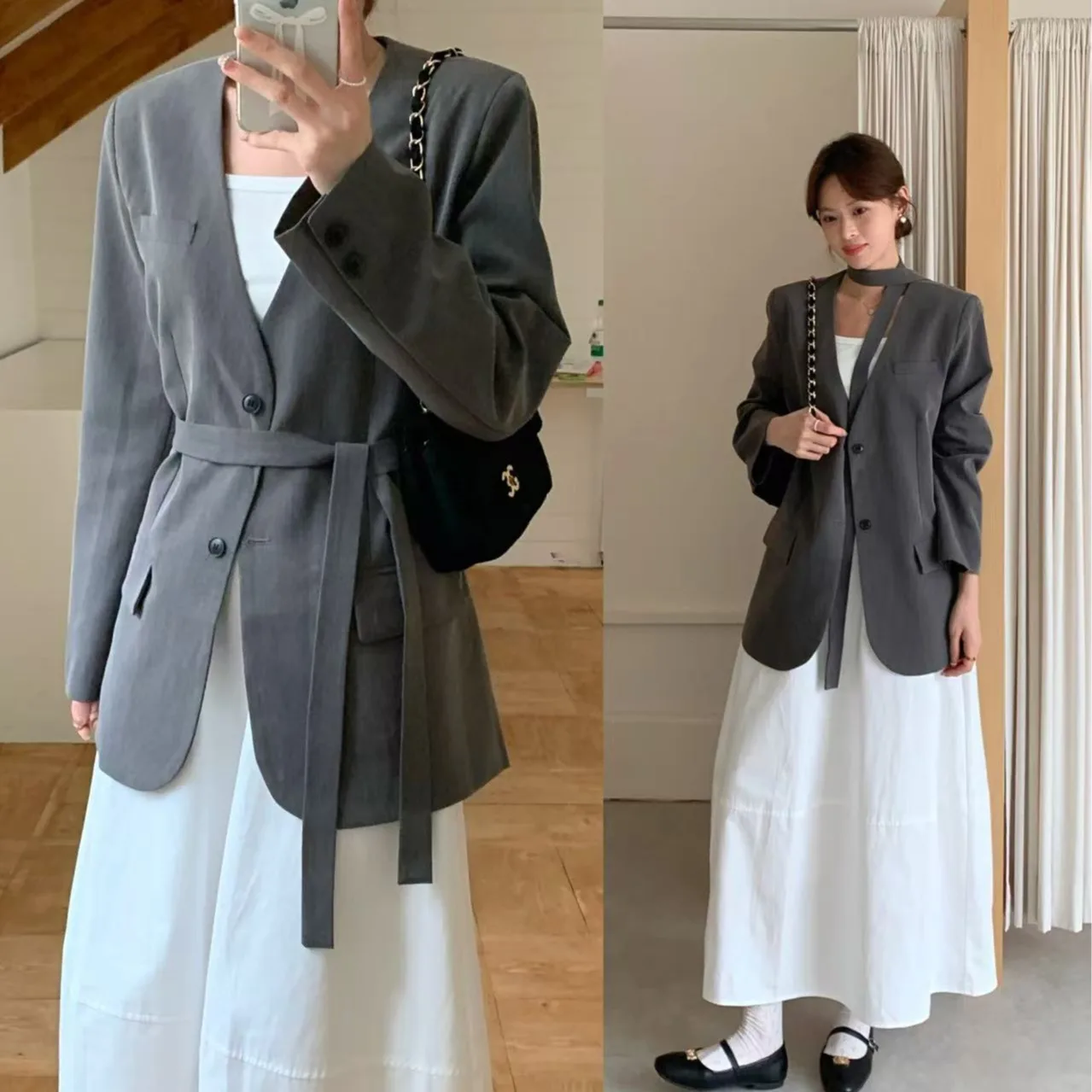 

Повседневный женский костюм Jaet, корейский свободный крой, хлопок, длинный све, офисная одежда Salt System Maturi, легкий модный