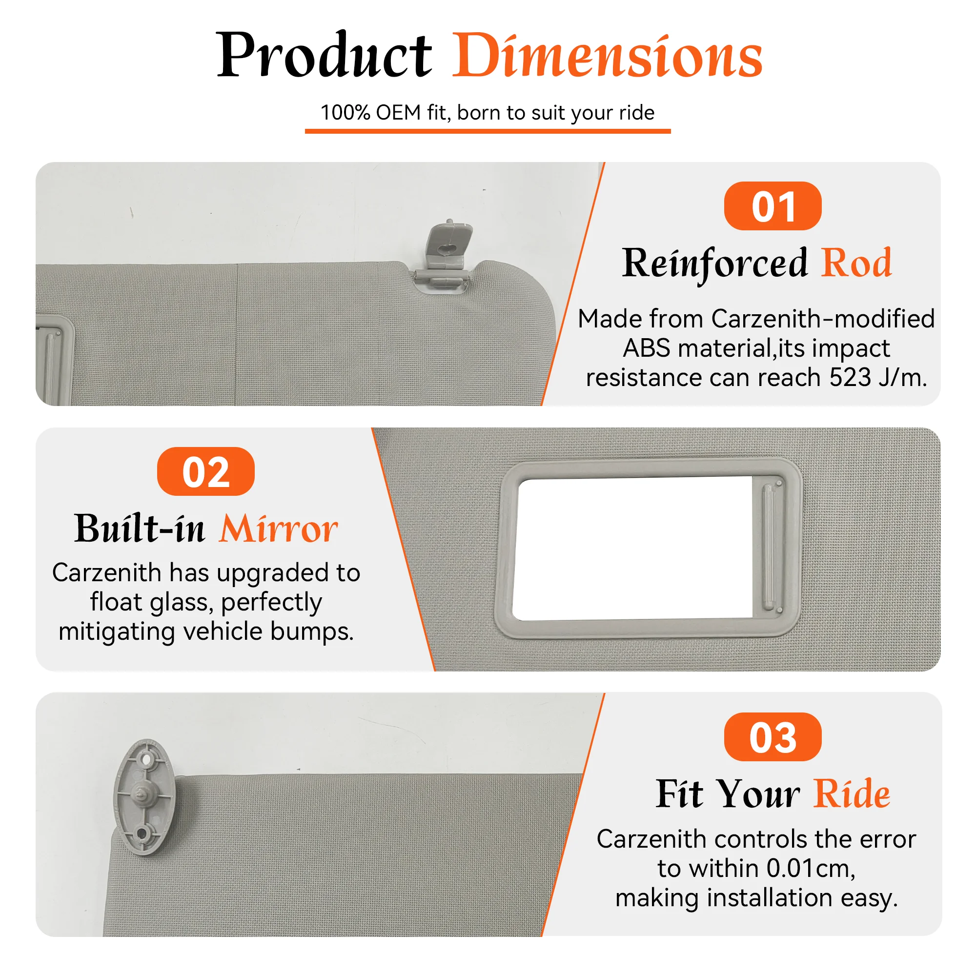 Carzenith Sun Visor For Toyota Hiace V H200 2005 2006 2007 2008 2009 2010 2011 2012 2013 2014 2015 Sunvisor view 5