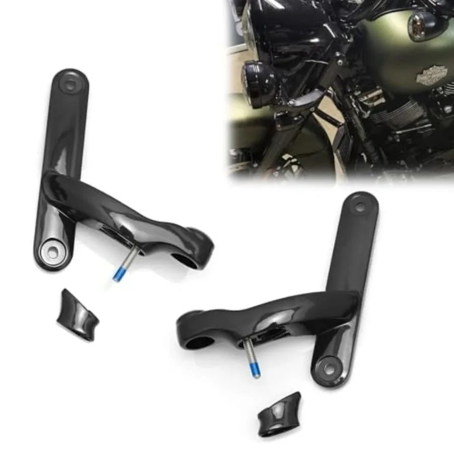 

Auxiliary Spot Fog Turn Signal Light Bracket for Harley Touring Road King Street Glide Passing Light Frame Bracket 1994-2023 Bl