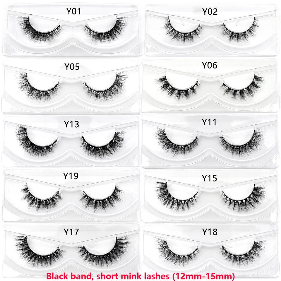 Pestañas Postizas Cortas de Visón Suaves y Esponjosas, Tiras de Pestañas Cruzadas Naturales para Maquillaje 6