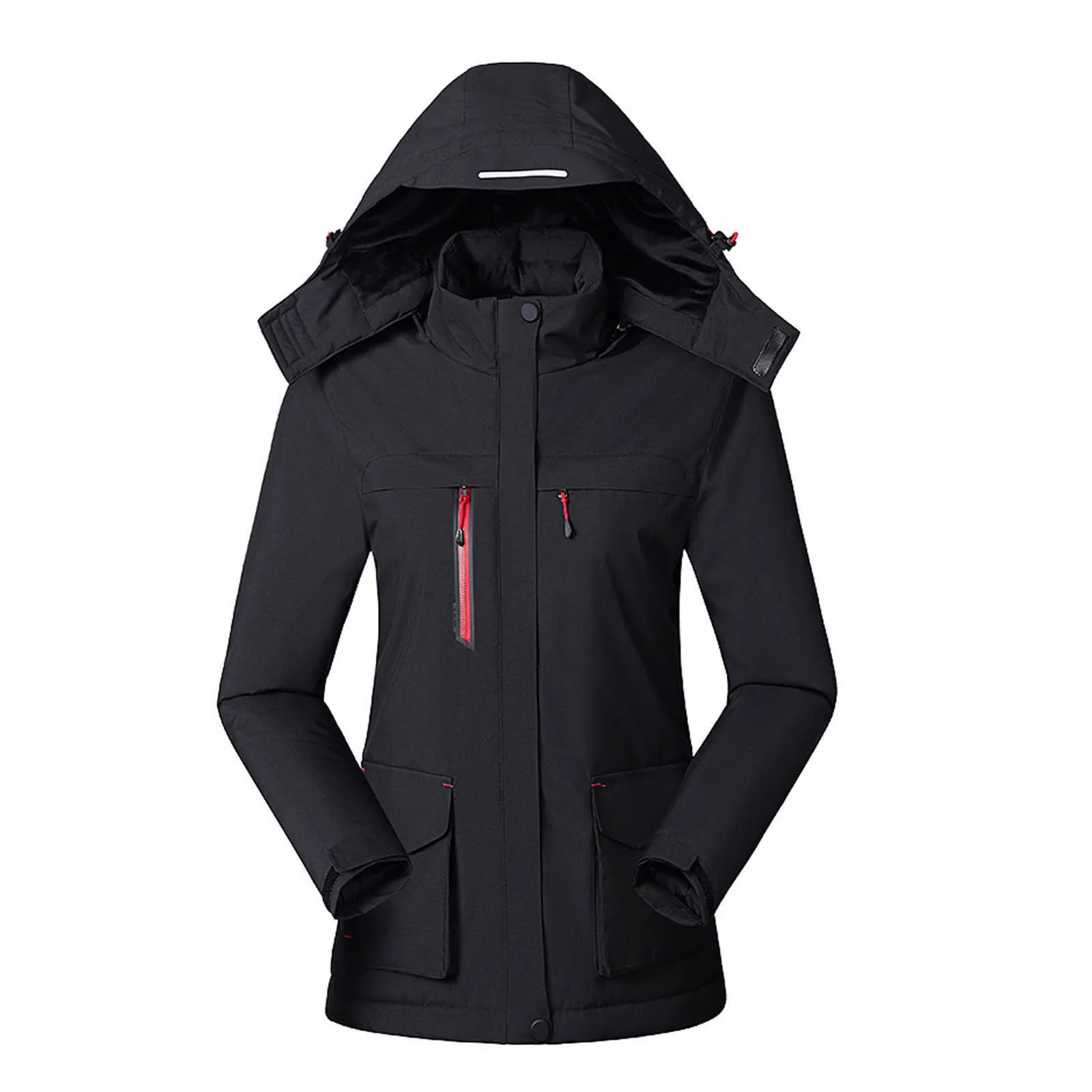 

Women Heated Coat 3 Heating Level 4 Heating Zones Hooded Heating Jacket Outdoor Sports Hiking Winter Warm Coat