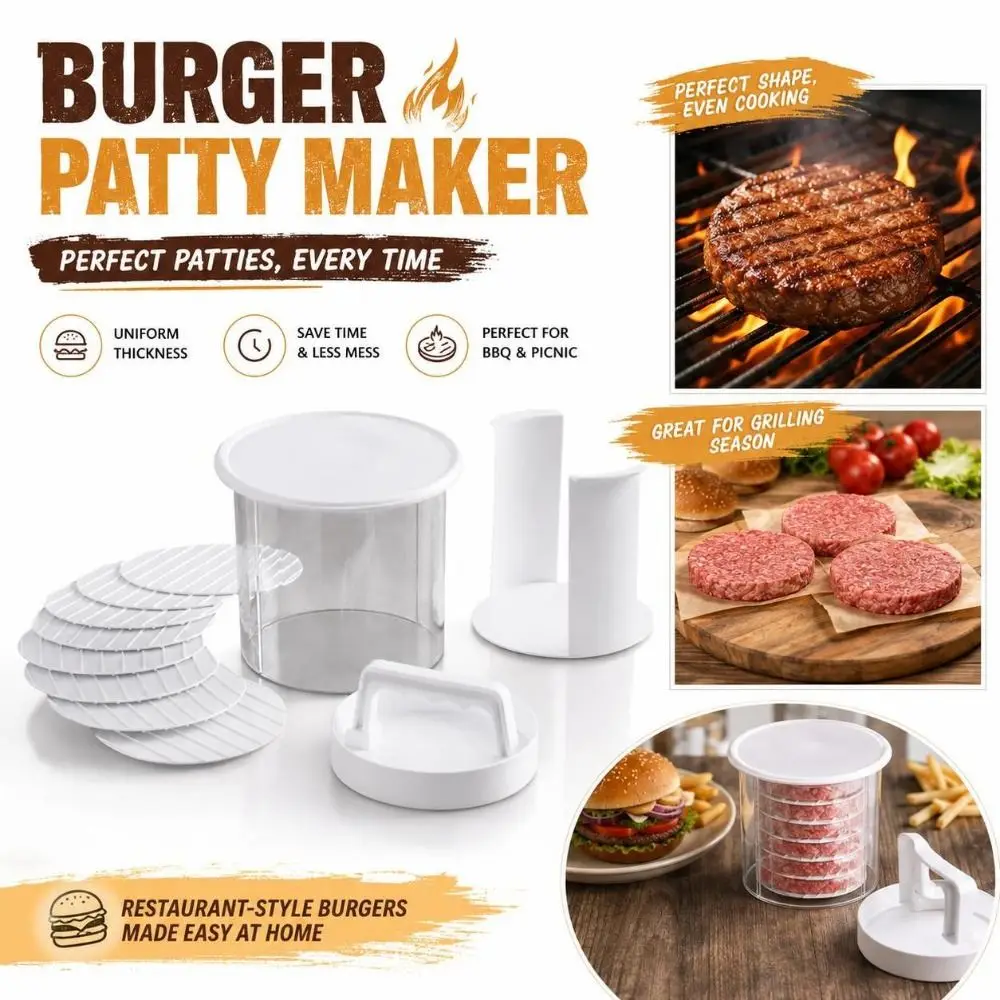 New Layered Burger Patty Maker Removable Separators White Burger Press Mold Reusable Hamburger Press Homemade Meals