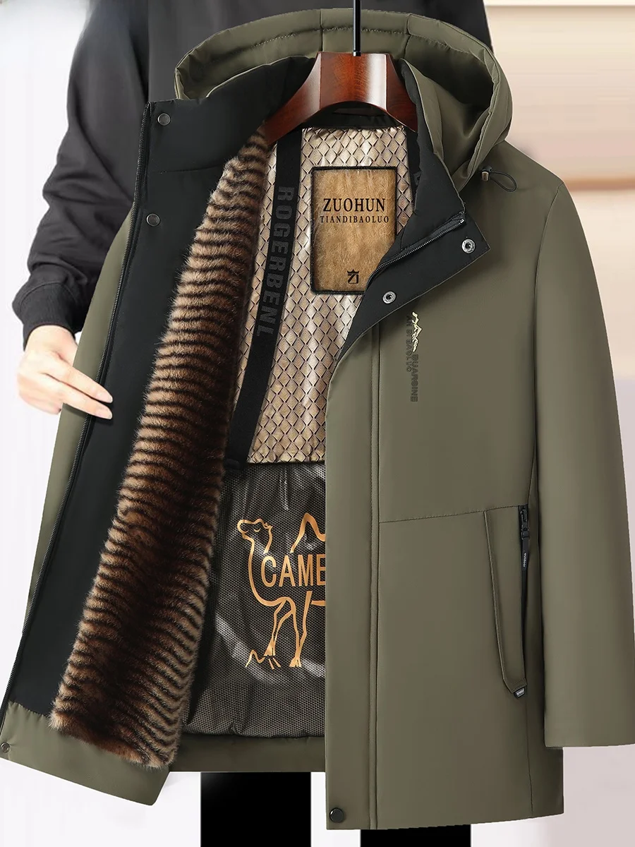 TUCANO Men's Removable Hood Cotton Jacket Autumn Winter Casual Warm Windproof Camel down Top Fashion Urban Style Standard Fit