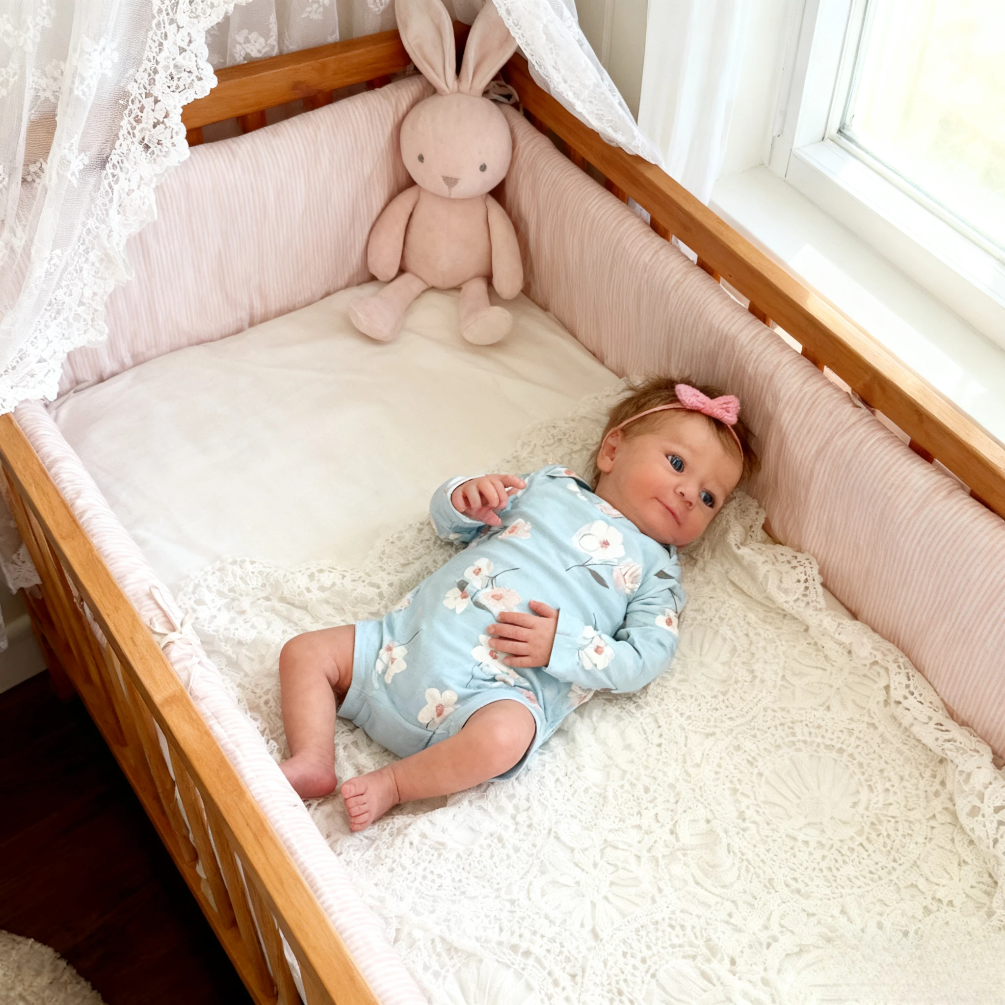 Bambola neonata rinata realistica da 18 pollici Ragazza realistica Adorabile occhi aperti con nome Somma Occhi azzurri Ciuccio per bambini incluso