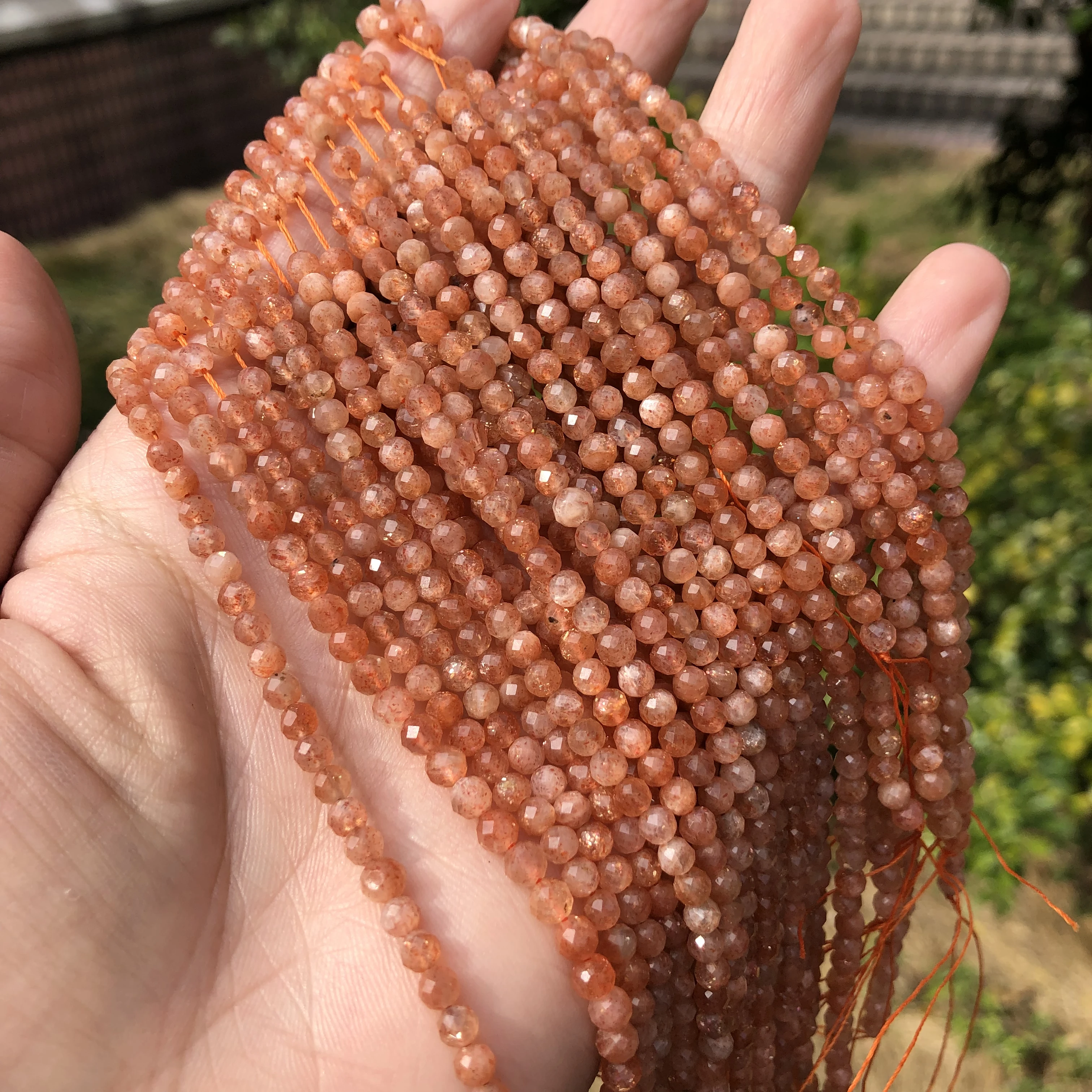 A+ Natural 4mm Golden Sunstone Faceted Beads Healing Crystal Beads for Jewelry Making DIY Bracelet Necklace Accessories