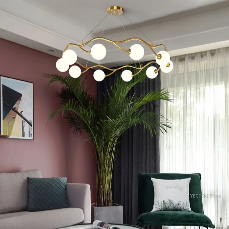 Modern minimalist circular pendant light Nordic creative personality living room light bedroom ring pendant light