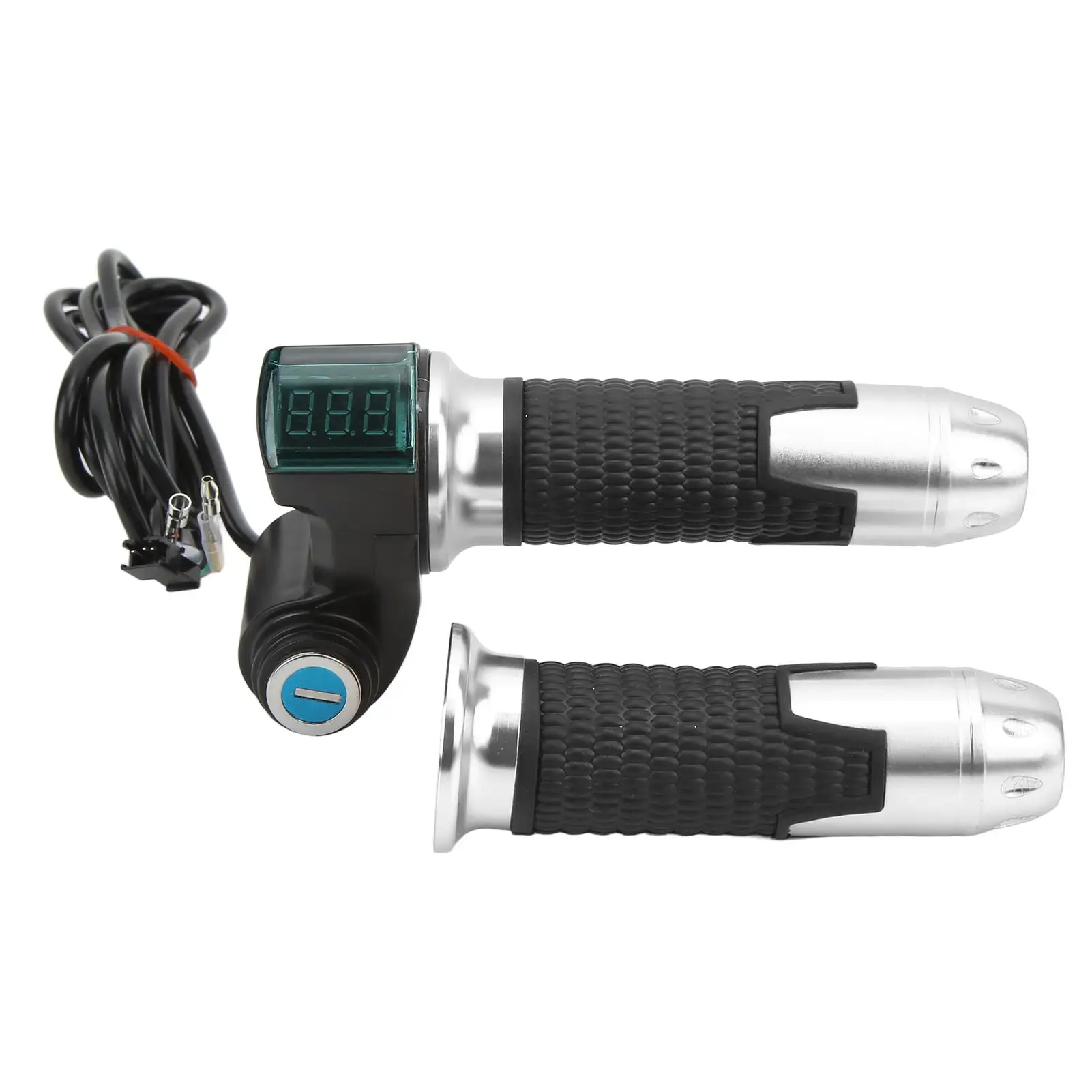 Digital Display Throttle Grip for 12v -99V E-Bikes, Electric Bicycle Throttle Handle with Key