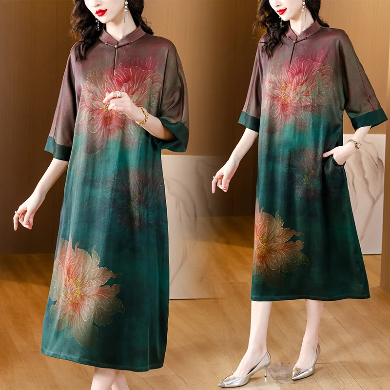 Imagem -02 - Robe de Seda Estilo Chinês Feminino Roupas Elegantes Longas Fios de Nuvem Perfumados Amoreira Estilo Ocidental Tiro Real