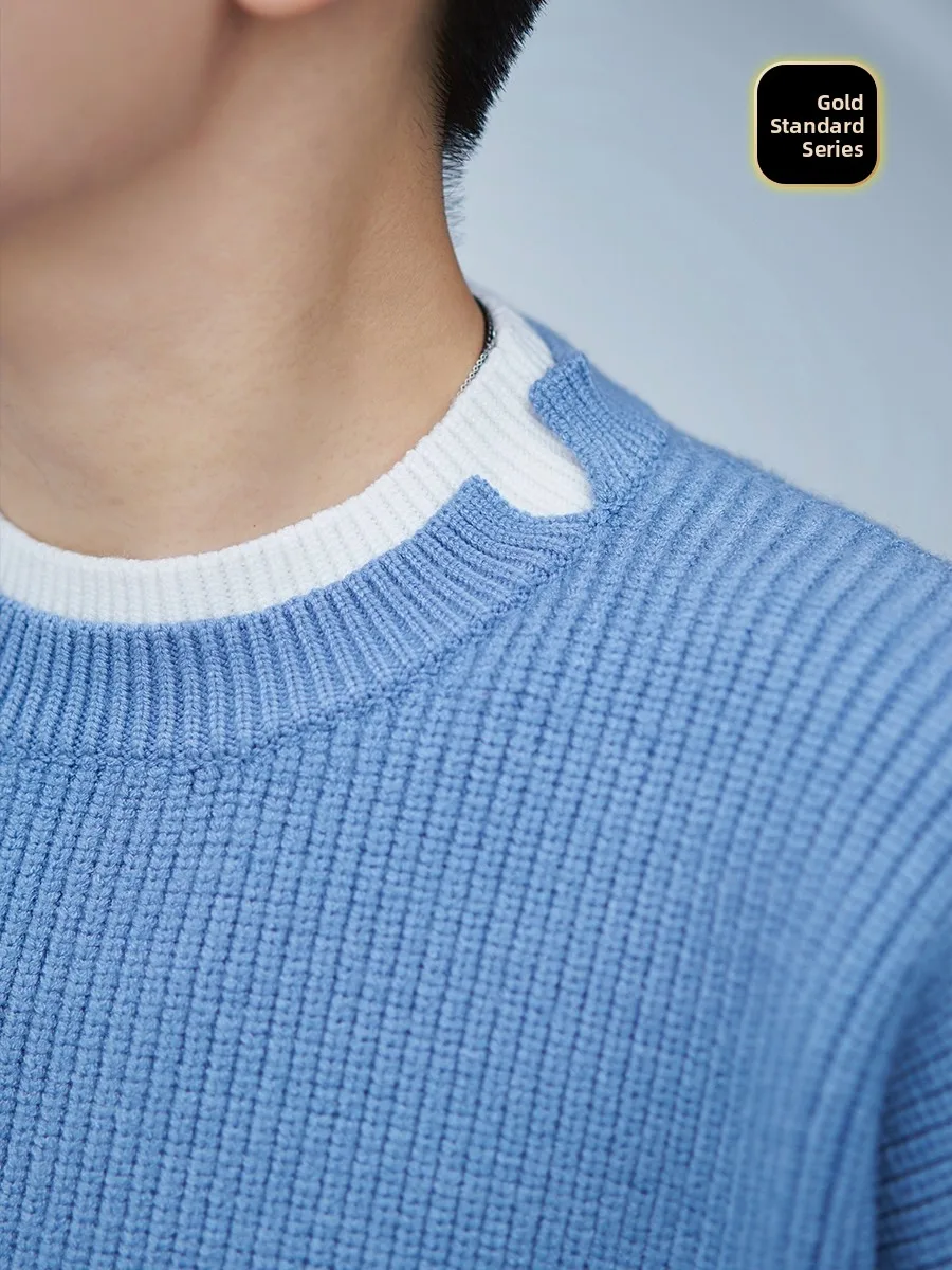 

Зимний глаз Thiened, синий вязаный свободный искусственный свитер из двух предметов, уличный длинный свек, круглый теплый топ прямого кроя