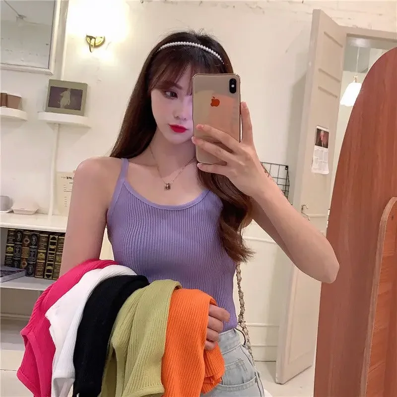 ZHUANQING Women Y2k Sleeveless Fashion Tank Elegant Preppy Style Summer Purple Chic Clothing Girl Lady Sexy Female All Match Top