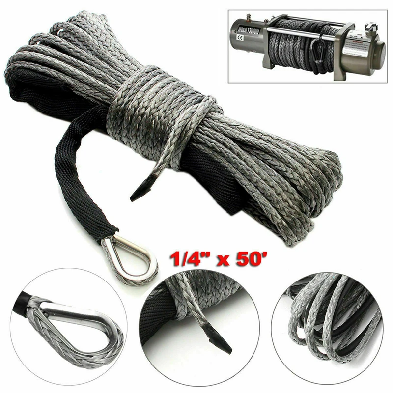 

6mm/4.8mm 10000 LBS Synthetic Winch Rope Line Recovery Cable 4WD ATV UTV with Sheath Truck Boat Winch Towing Rope 4 Colors