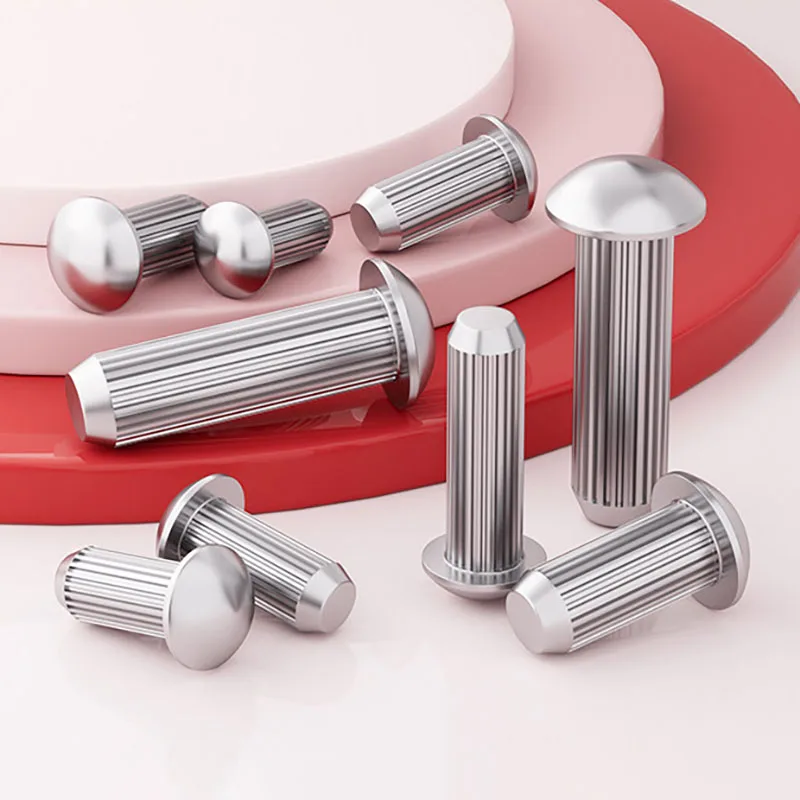 Aluminum Round Button Head Knurled Shank Solid Rivet M2 M2.5 M3 M4 Length 3mm to 12mm for Label Name Plate