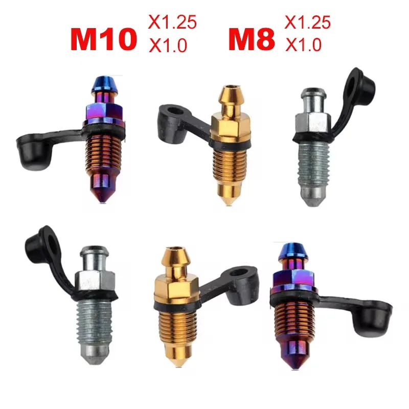 Motorcycle Brake Pump Calipers Exhaust Bleed Screw with Rubber Dust Cap for Moped Scooter M8 M10 1.25 1.0 Picth