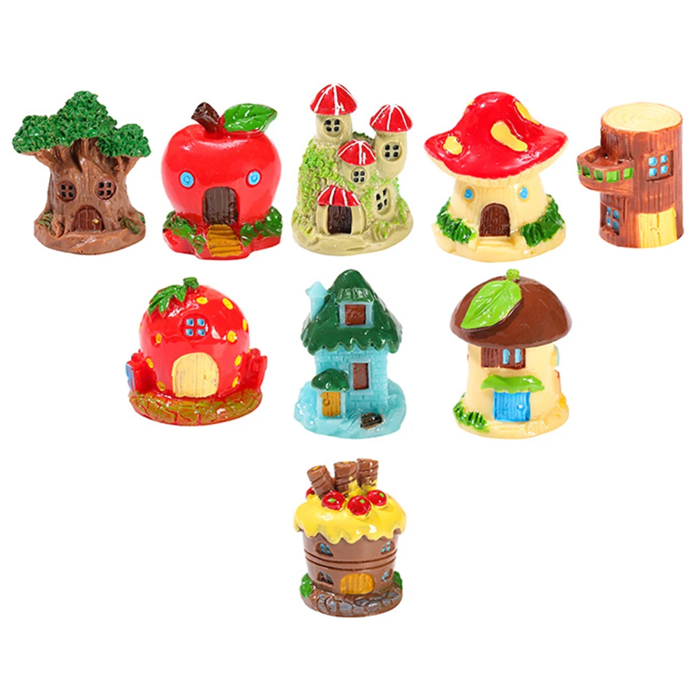 

9Pcs Miniature Resin Decor Tiny Mini Crafts Desktop Garden Lawn Balcony Adornments Micro Landscape