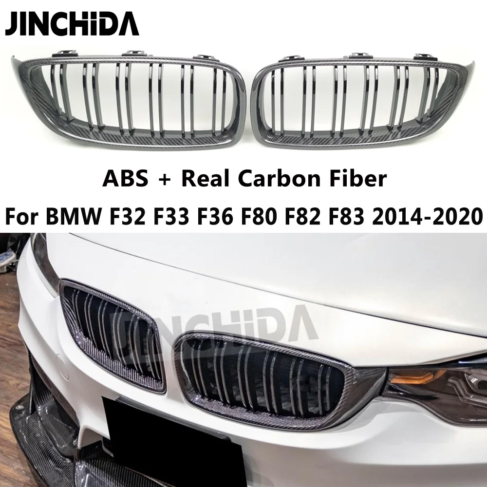 Image of F32 F33 F36 M3 F80 M4 F82 F83 Real Carbon Fiber Double Line Front Grille Mesh Für 4 Serie 420i 428i 430i 440i 435i 2014-2020