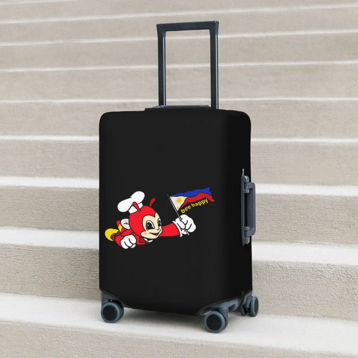 

JOLLIBEE BEE HAPPY PHILIPPINE FLAG STICKER Suitcase Cover Protection Elastic Travel Luggage Protector Covers for 18-32 Inch