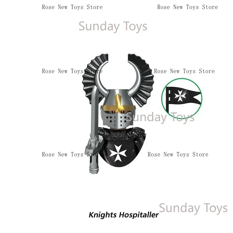 Średniowiecze Ciężki Rycerz Templariusz Krzyżowiec Bitwa Ksiądz Mini Sprzęt Wojskowy Flaga Model Klocki Konstrukcyjne Zabawki dla Dzieci