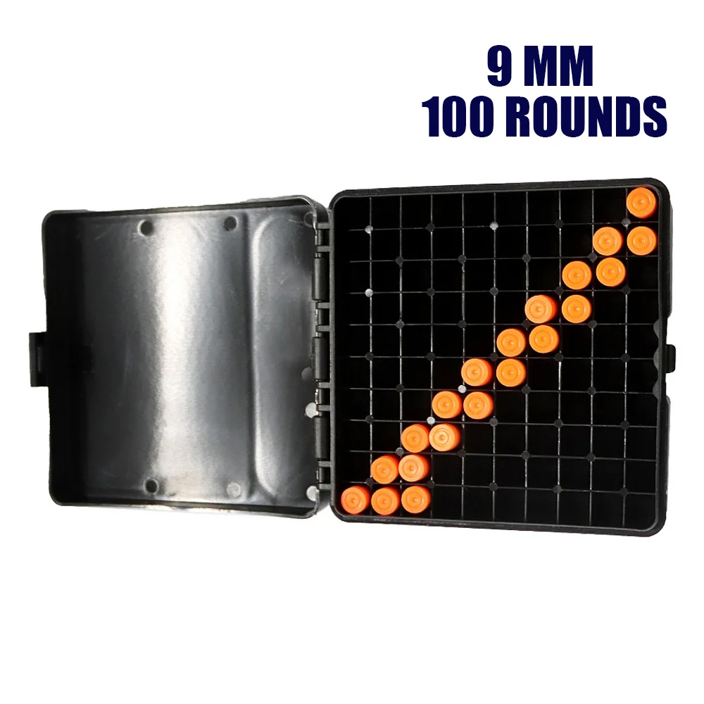 Tactical Ammo Box 50/100 Rounds Bullets Can - 9mm Quick-Access Cartridge Case with Flip Lid for Shooting, Range Training​ image 5
