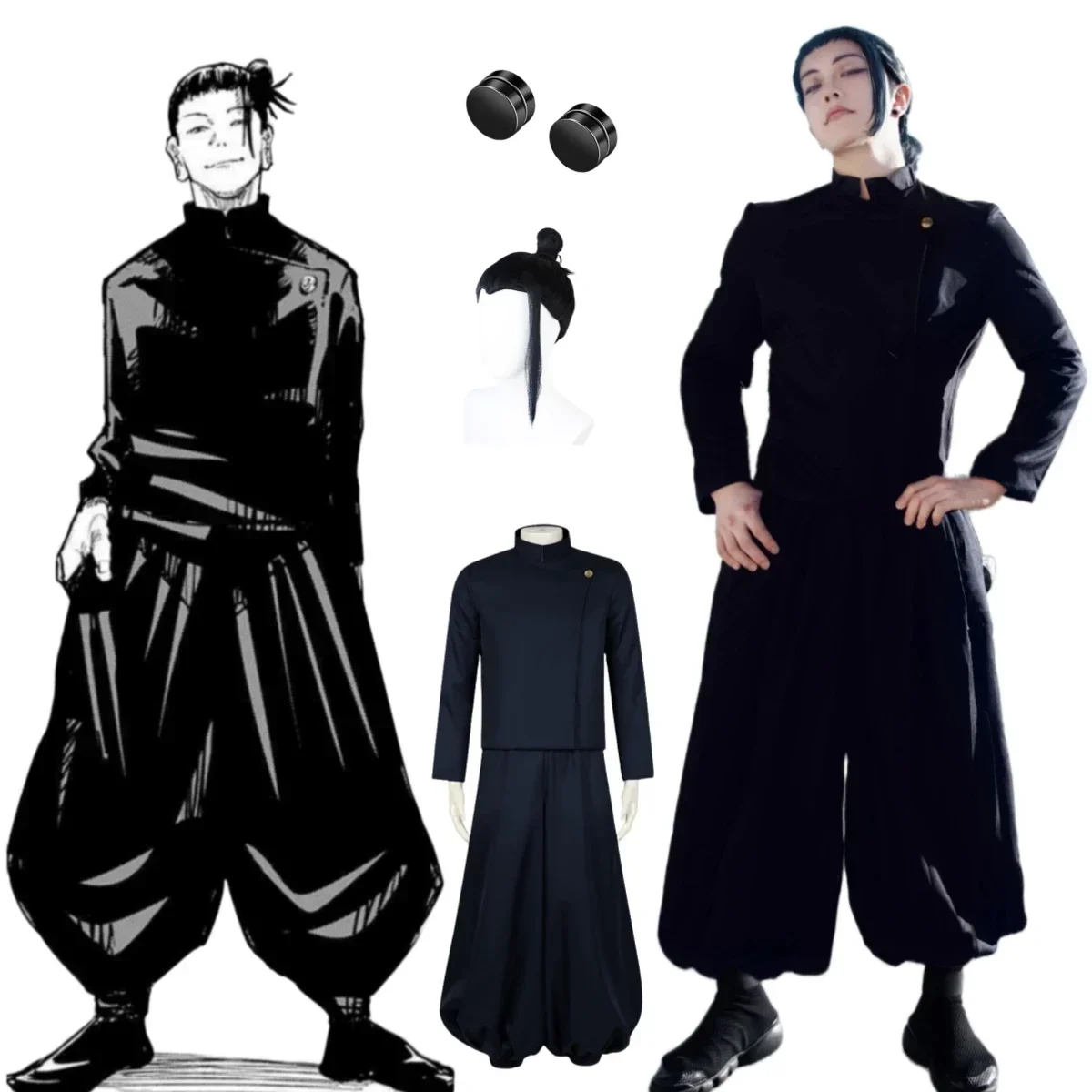 Jujutsu Kaisen Geto Suguru Cosplay Anime Kostuum Zwarte uniforme scolastica Pruik Pak Halloween Mannen kostums Kleding