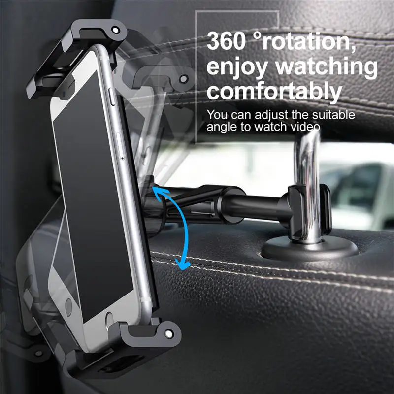 Auto Car Phone Holder Stand Baseus Car Back Seat Headrest Mount Holder For iPad 4.7-12.9 inch 360 Rotation Universal Tablet PC