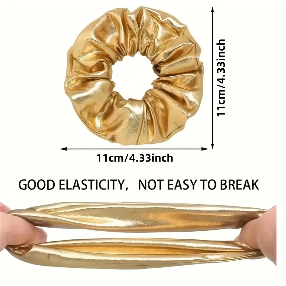 10PCS Shiny Metallic Scrunchies Hair Tie Sweet Simple Elastic Hair Band Women Hair Accessories Daily Headwear for Cheerleading 3