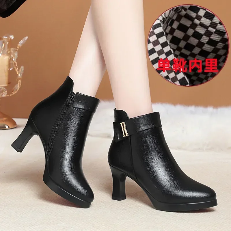 New High-heeled Boots Female Autumn Winter New Fashion Thick Bottom Platform Padded Cotton Shoes Non-slip Ladies Boot 2023