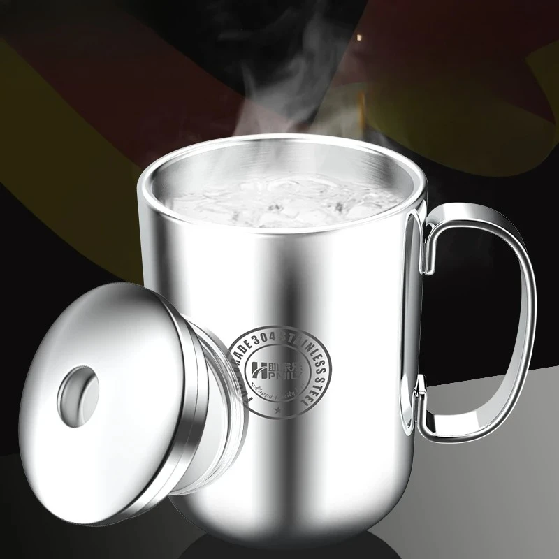 

LMM stainless steel water cup, household children's anti-scalding cup double layer with lid