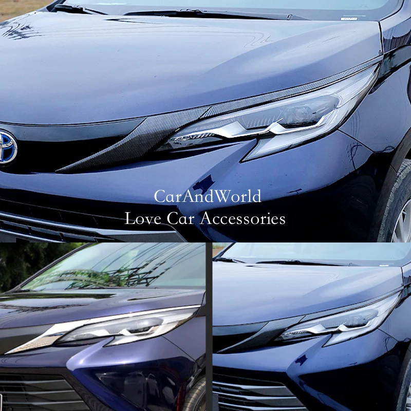 

ABS Center Grille Headlights Eyebrow Frame Cover Engine Hood Head Lamp Garnish Trims For Toyota Sienna 2021-2025 Car Accessories