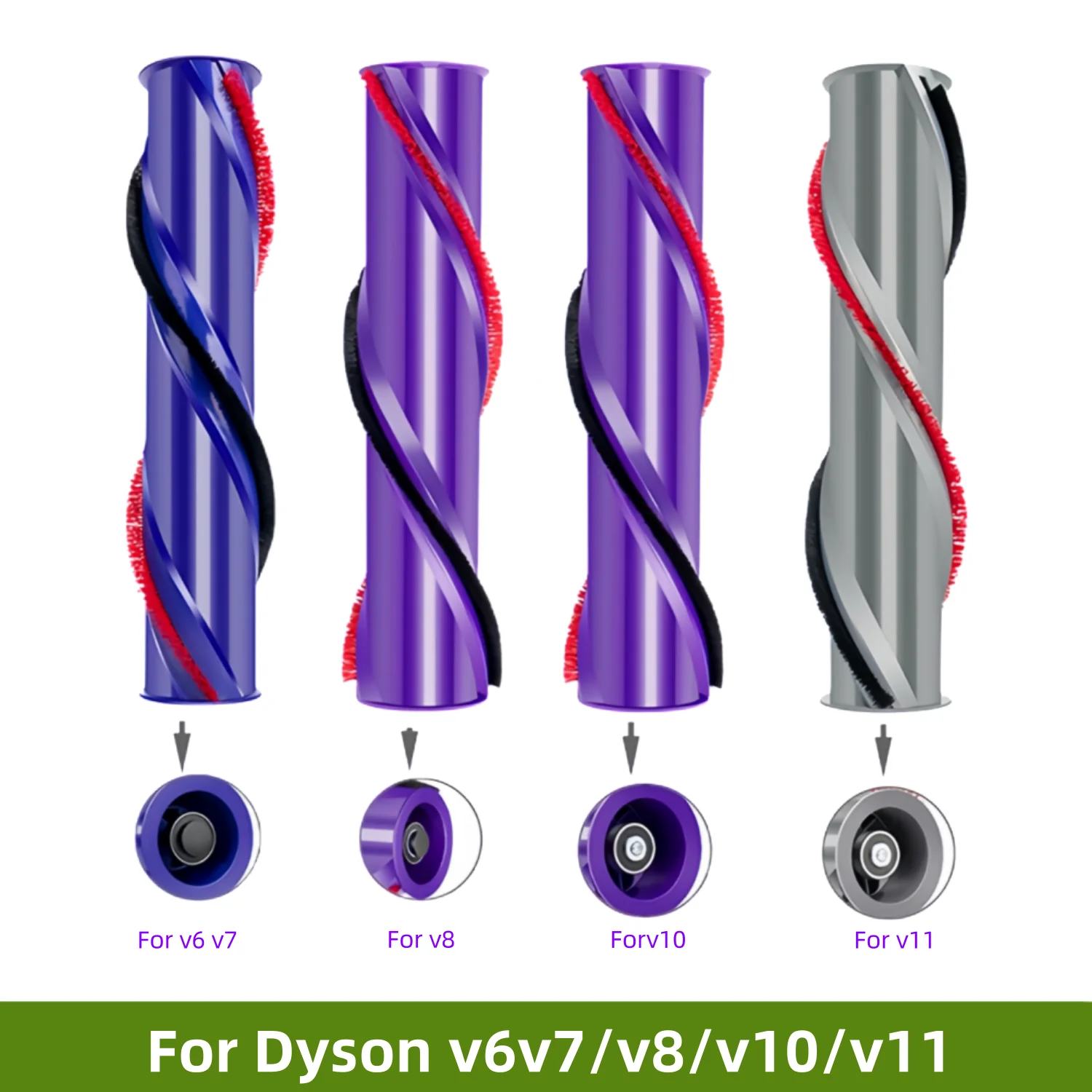 Accessoires de brosse à rouleau souple compatibles pour aspirateur Dyson V6 V8 V10 V11, pièce de rechange pour tapis, barre de rouleau de brosse de remplacement